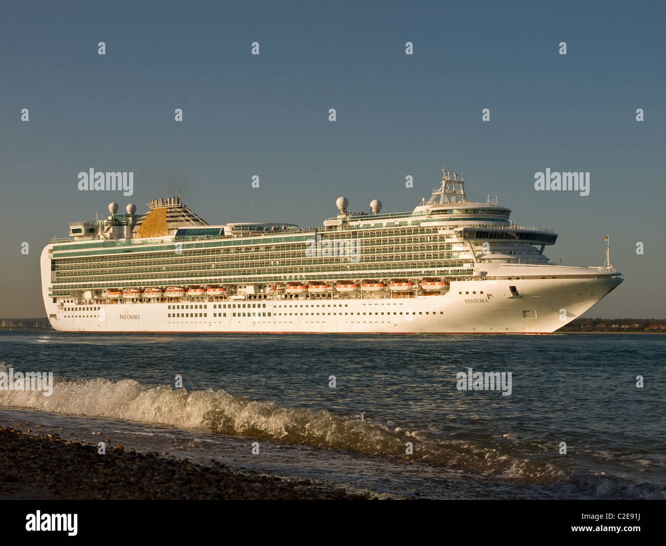 P&O cruise ship Ventura leaving Southampton Hampshire England UK Stock Photo