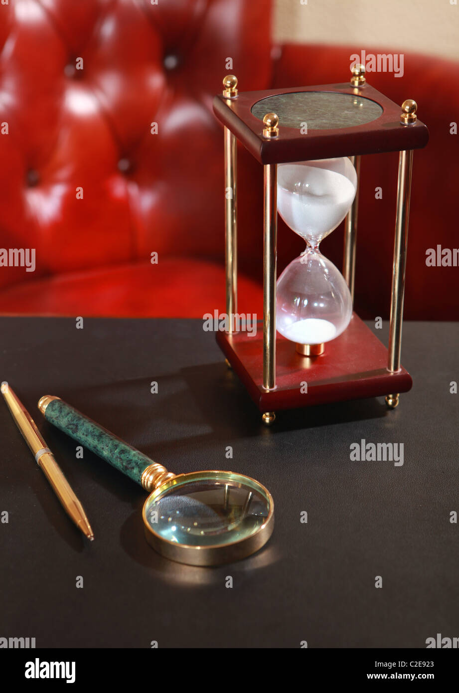 vintage objects for work of detective on desktop Stock Photo Alamy