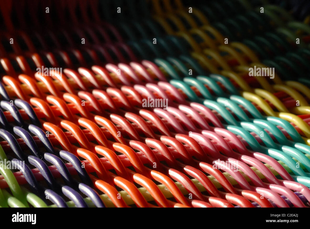 Colorful woven chair seat. Stock Photo