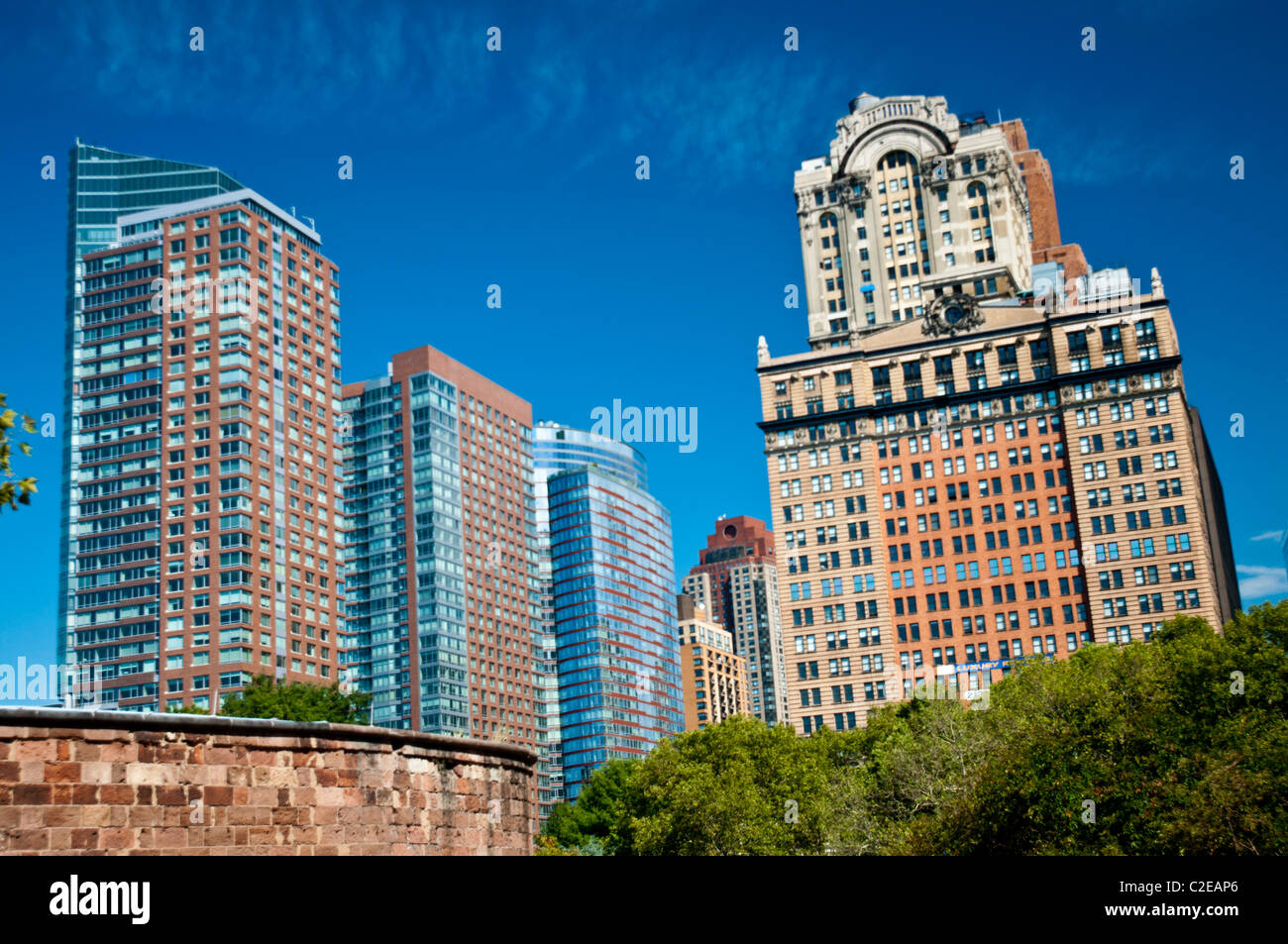 17 Battery Place and other apartment buildings near Battery Park, Manhattan, New York City, USA Stock Photo