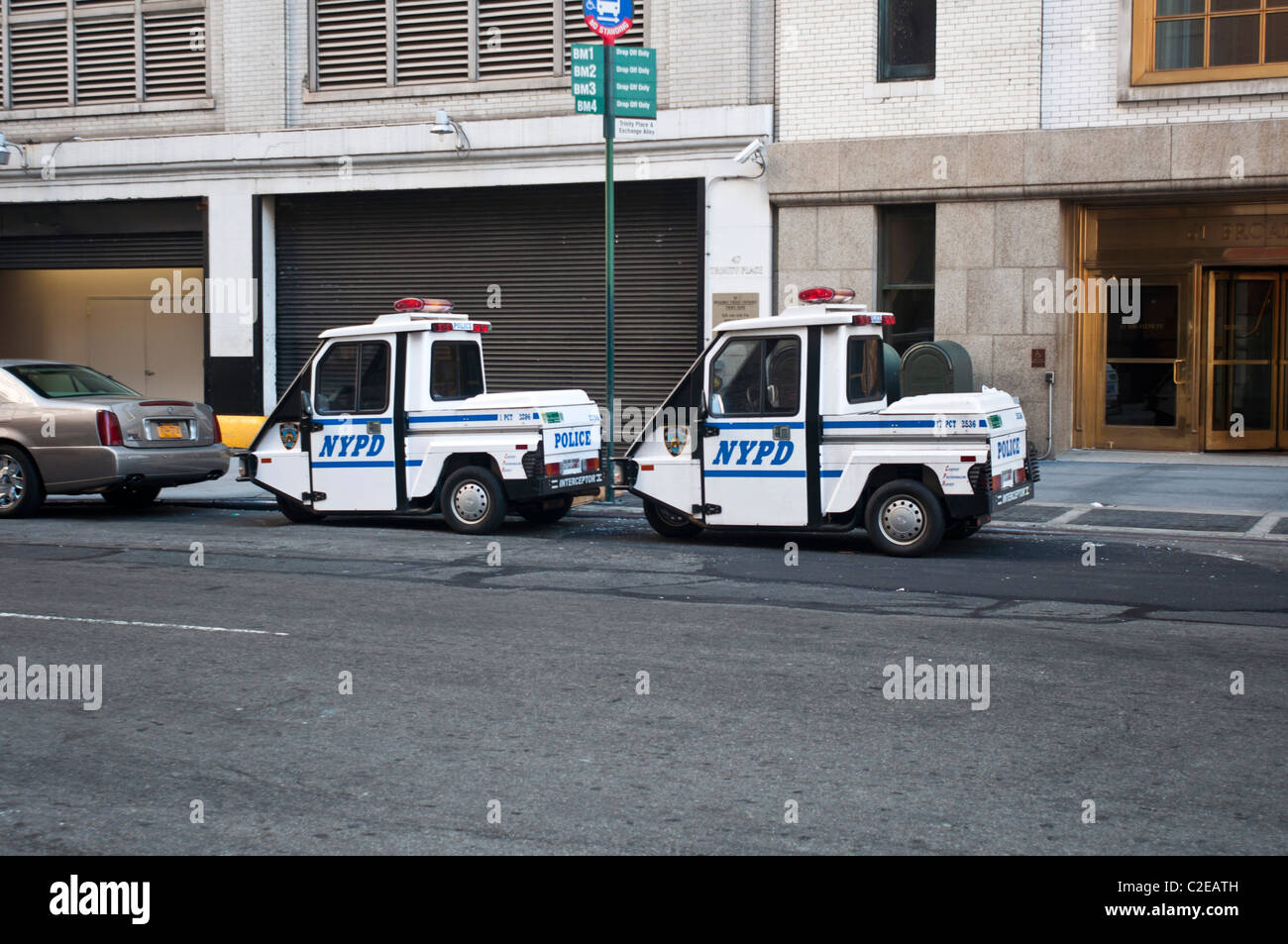 Two NYPD GO4 Interceptor three wheeler utility vehicles, Manhattan