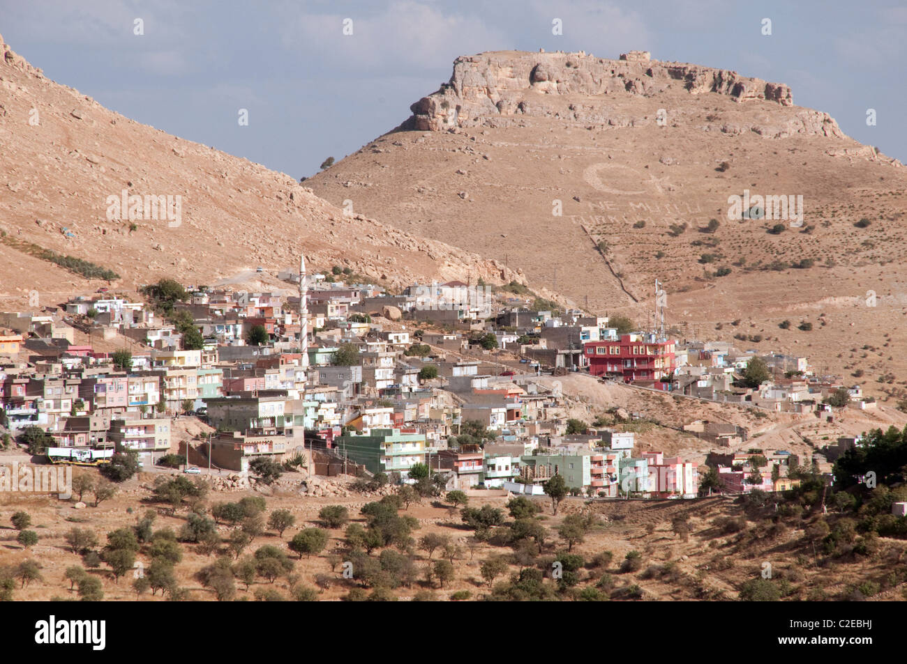 A view of the suburban outskirts of the ancient city of Mardin, in the eastern Anatolia region of southeastern Turkey. Stock Photo