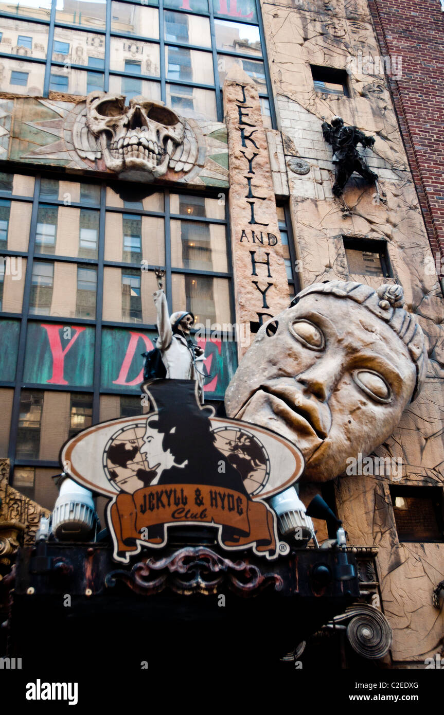 Jekyll & Hyde Club theme restaurant facade at Avenue of the Americas, Manhattan, New York City, USA Stock Photo