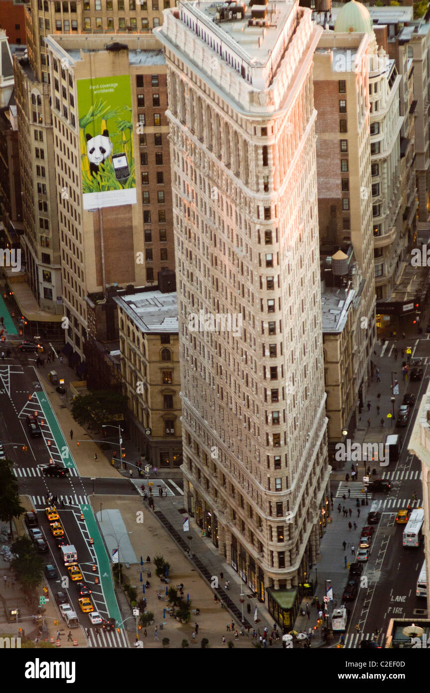 The Flatiron Building, or Fuller Building, 175 Fifth Avenue, seen from Empire State Building Observation Desk, Manhattan, NYC Stock Photo
