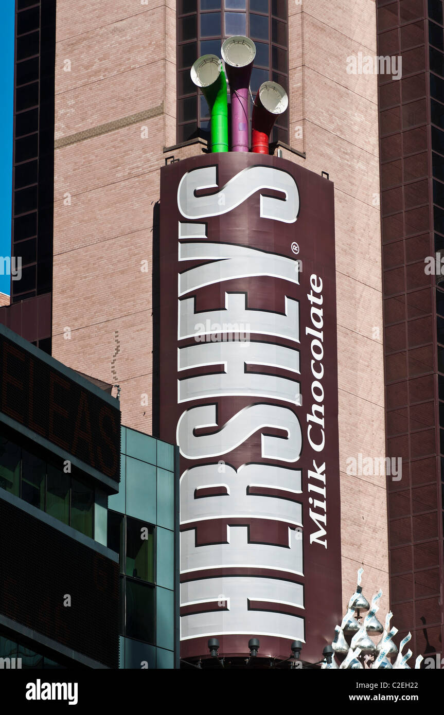 Hershey's milk chocolate advertisement on Times Square, New York City, USA Stock Photo