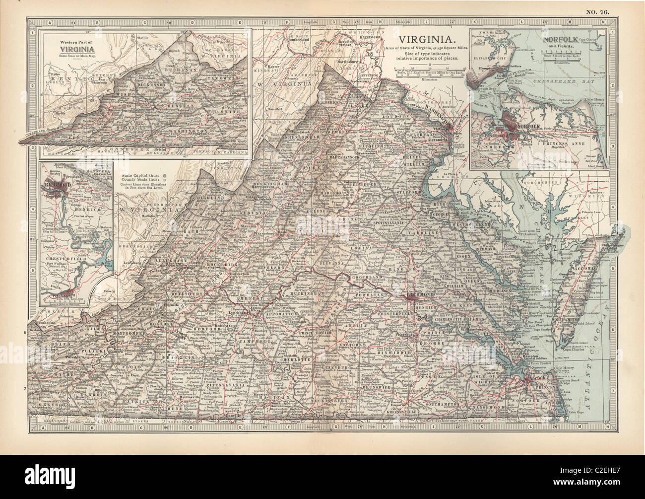 Map of Virginia Stock Photo