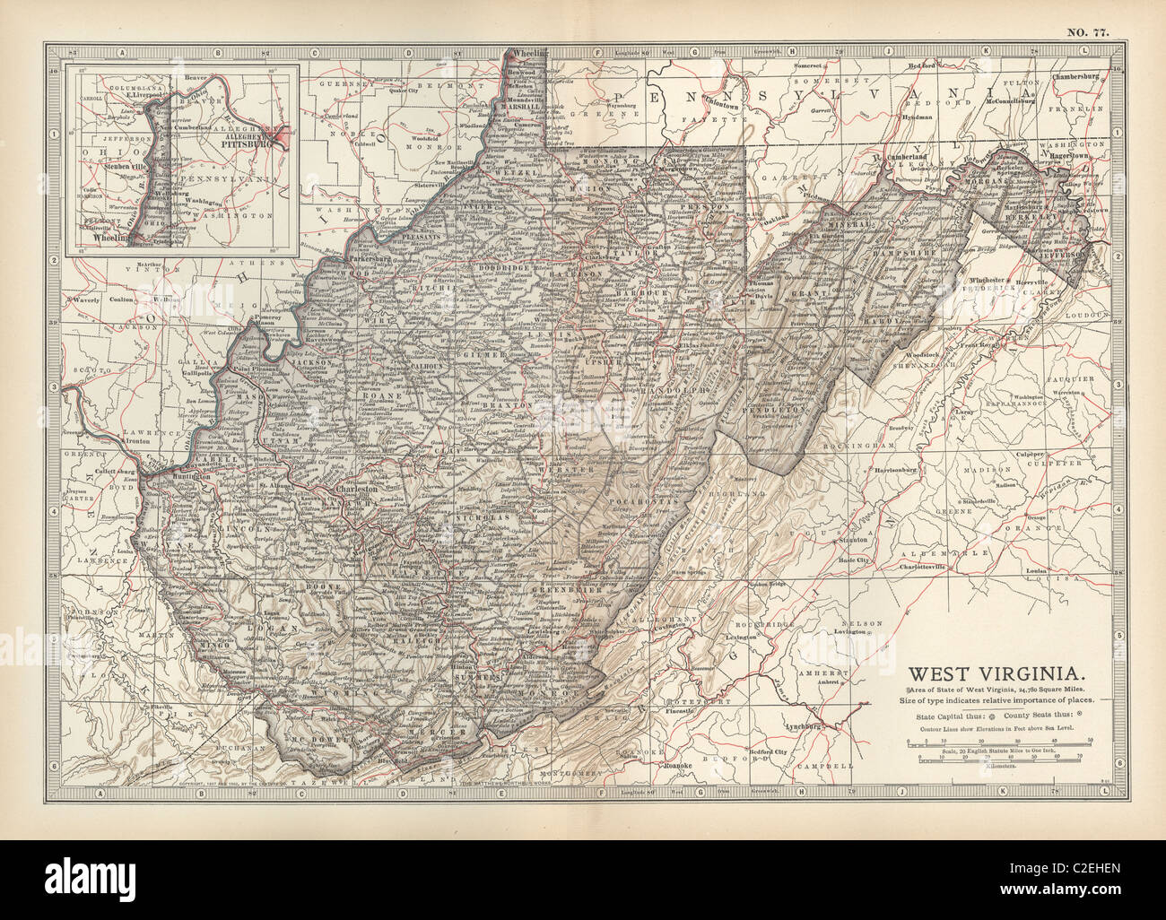 Map of West Virginia Stock Photo