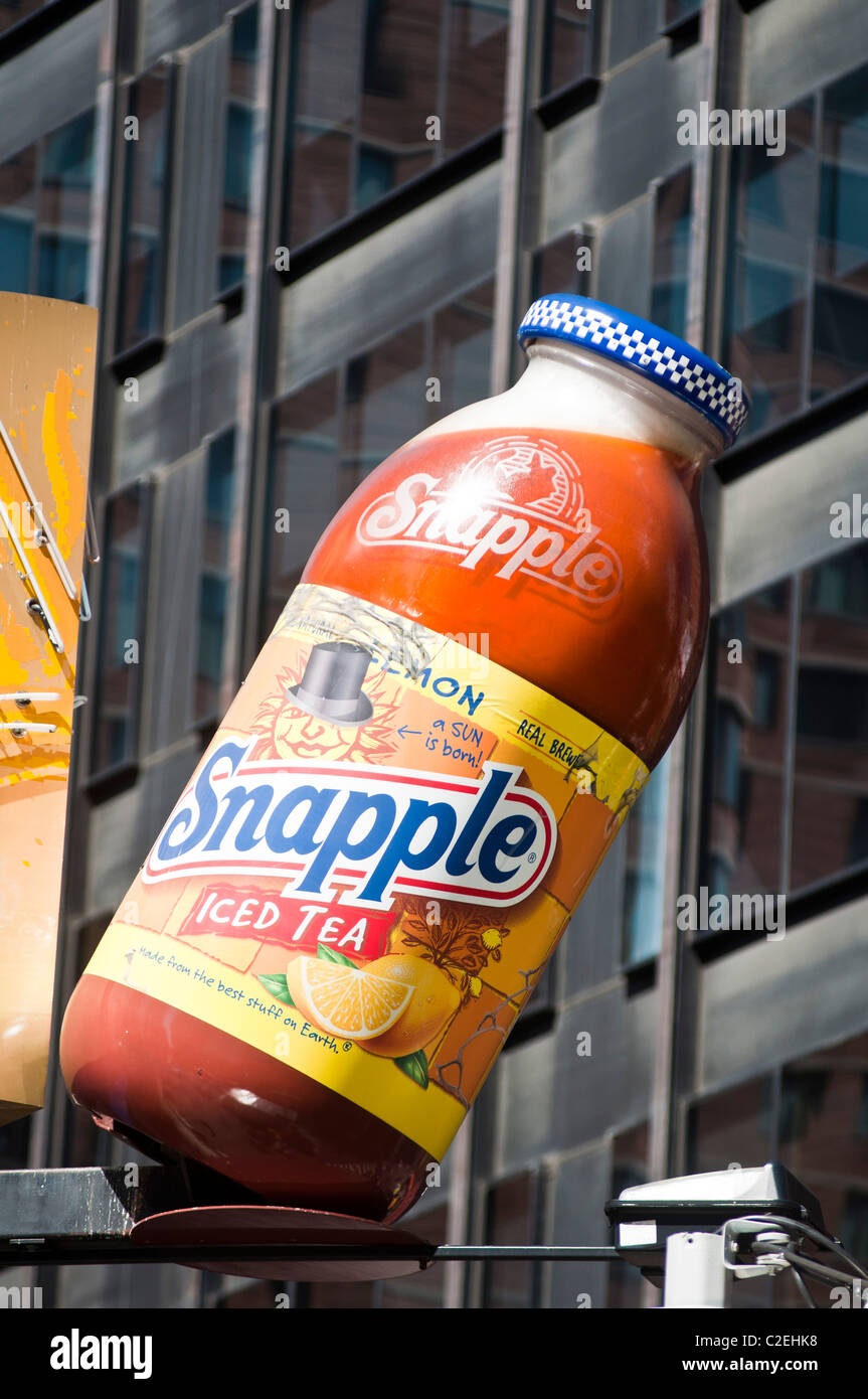 Snapple iced tea giant bottle advertisement on Times Square, Manhattan