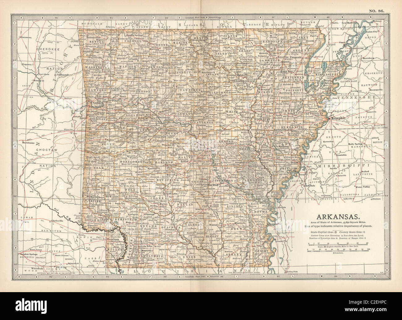 Map of Arkansas Stock Photo