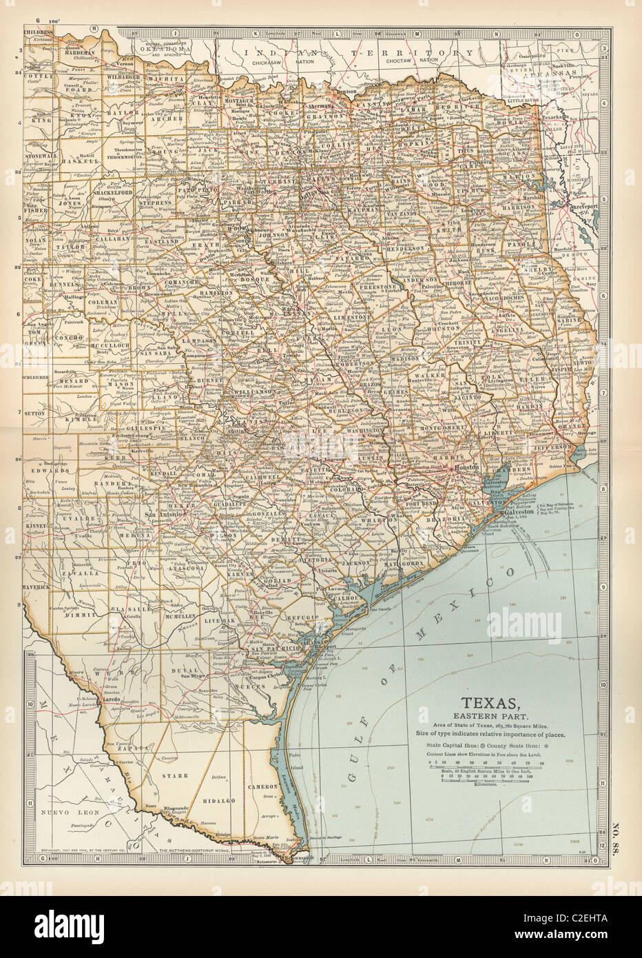 Map of eastern Texas Stock Photo