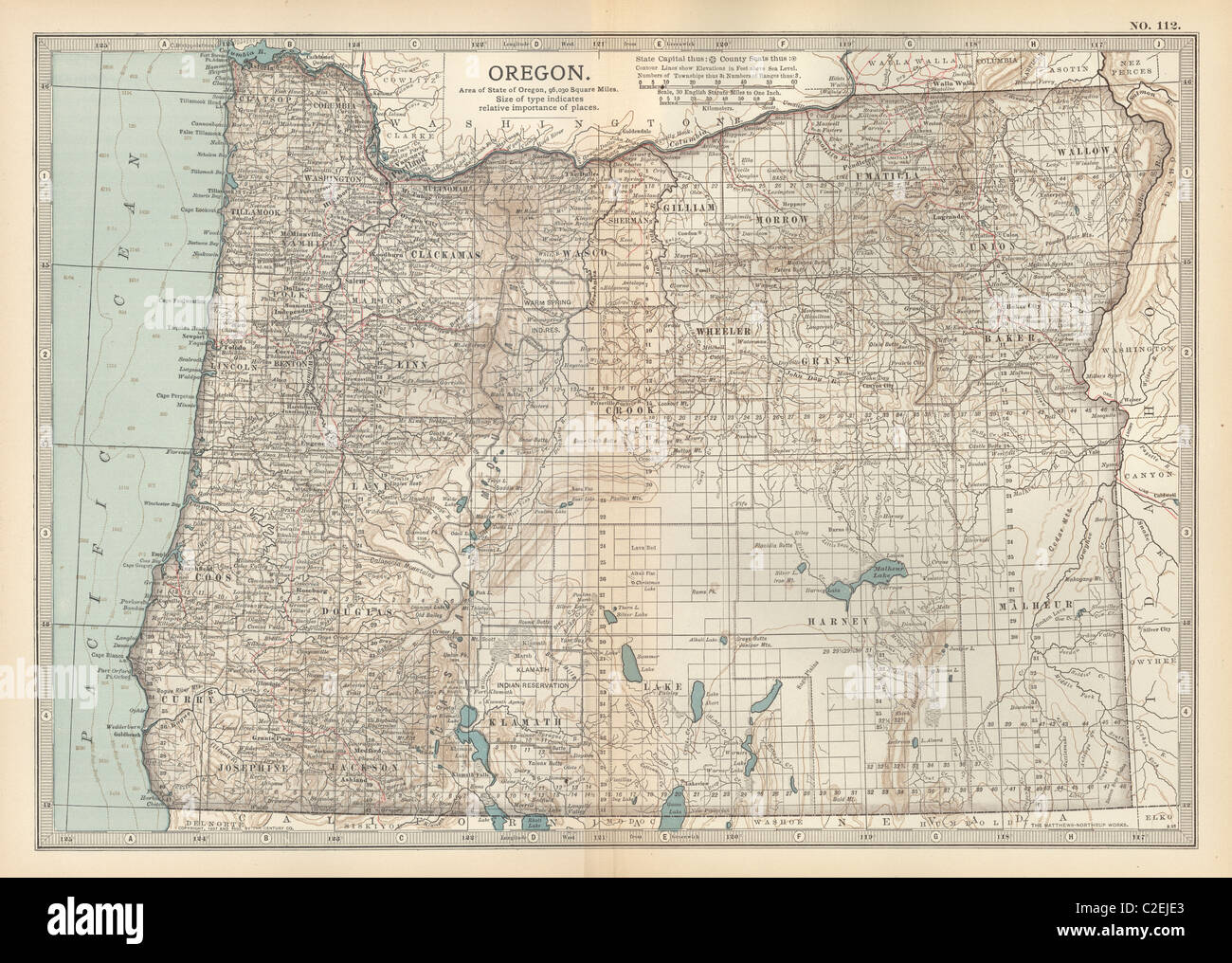 Map of Oregon Stock Photo