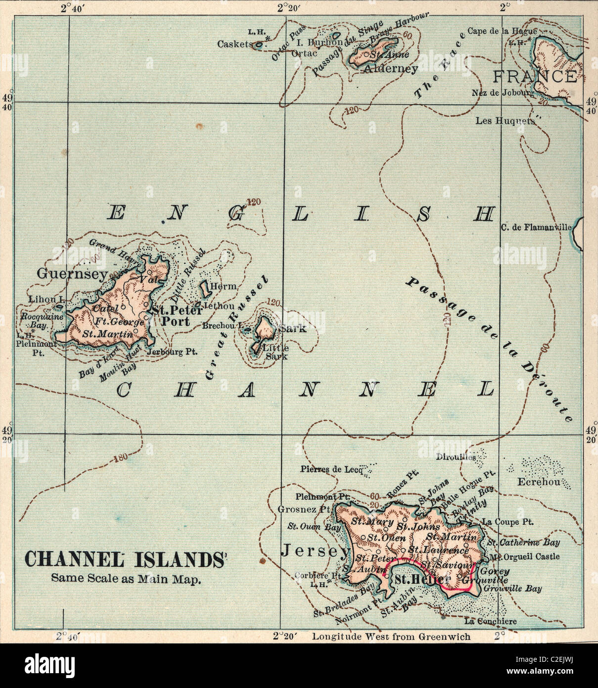 Map of Channel Islands Stock Photo