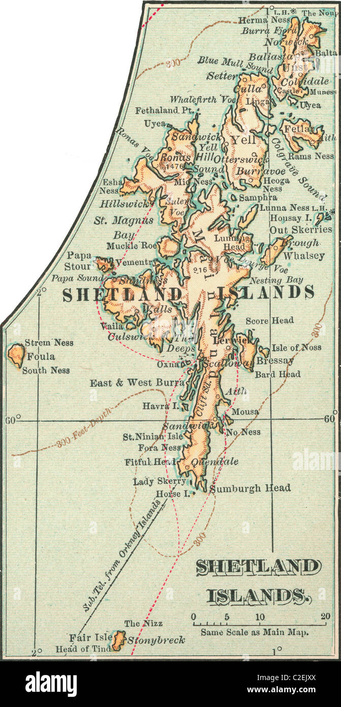 Map of the Shetland Islands Stock Photo