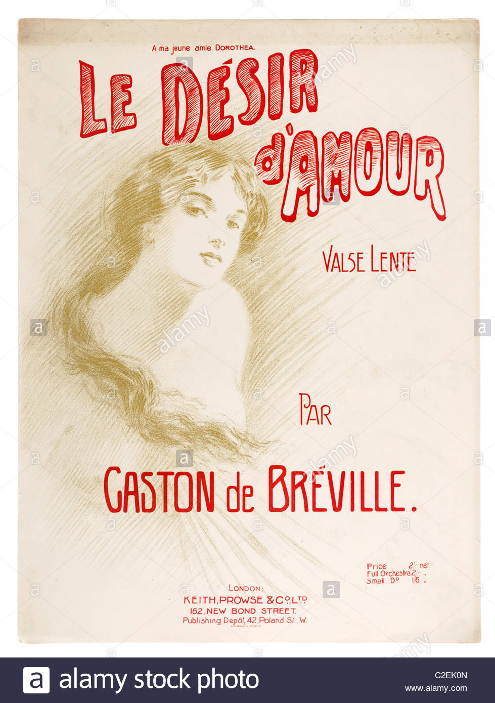 Old Sheet Music Front Cover From 1909 Titled Le Desir D Amour A Valse Stock Photo Alamy