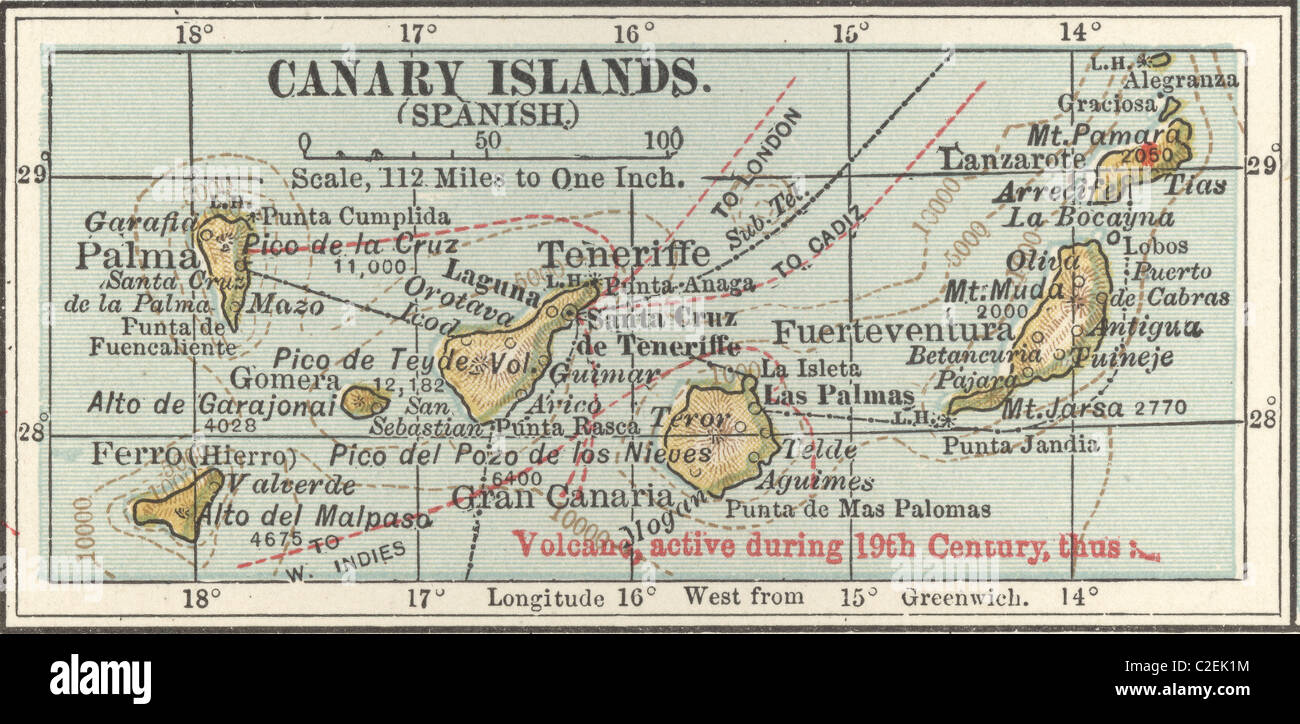 Map of the Canary Islands Stock Photo