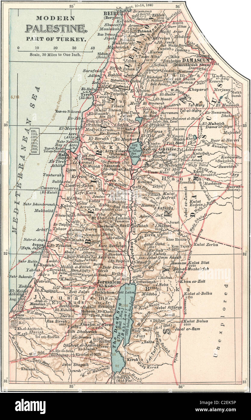 Map of Palestine part of Turkey Stock Photo