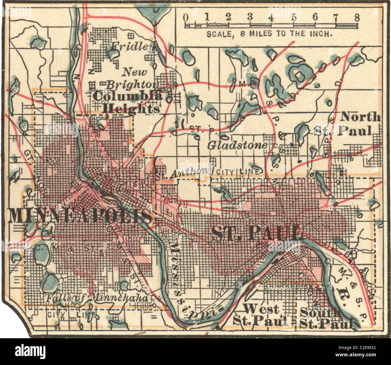 Official Map of Minneapolis and Saint Paul, Minnesota, 1923