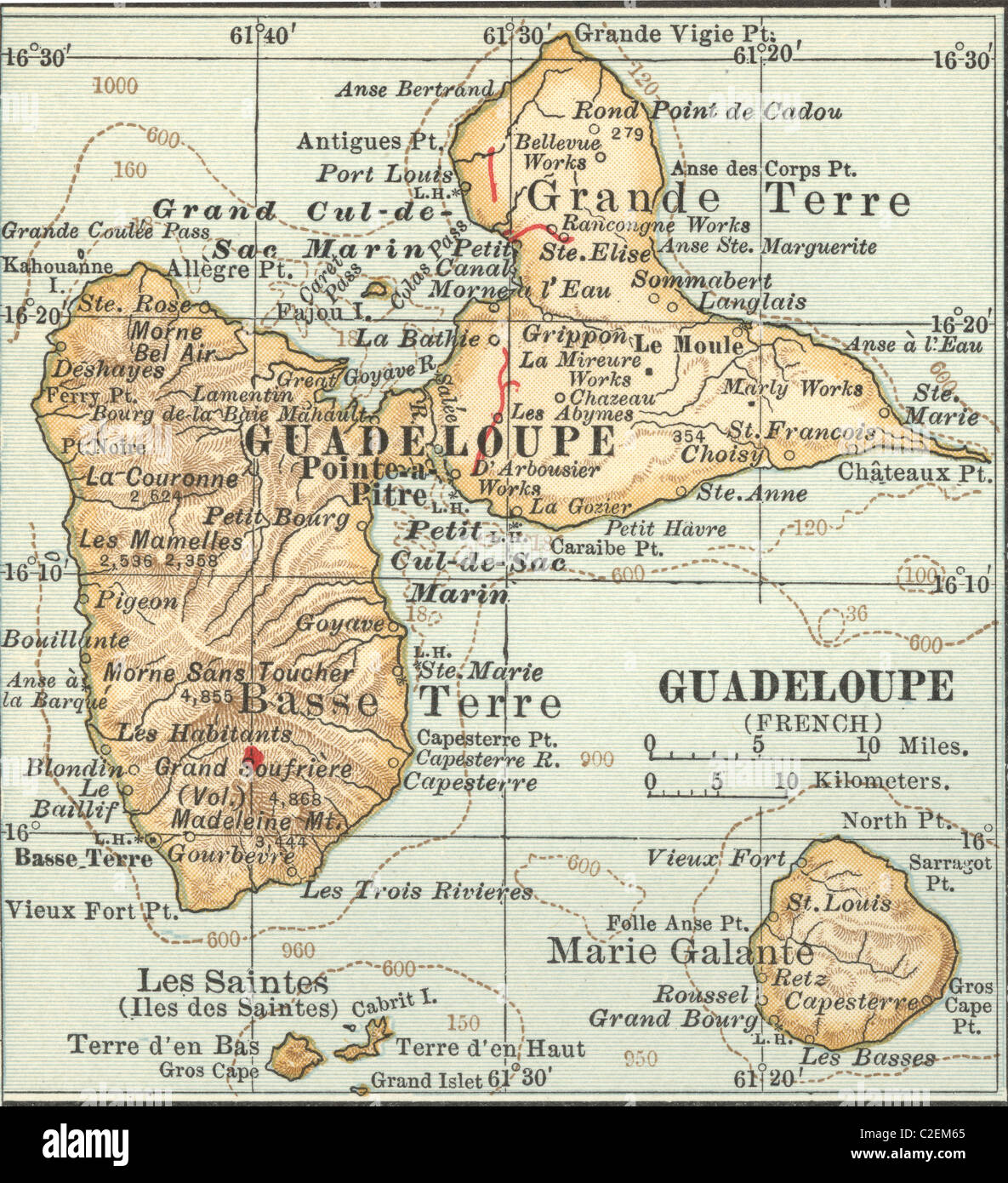 Map of Guadeloupe Stock Photo Alamy