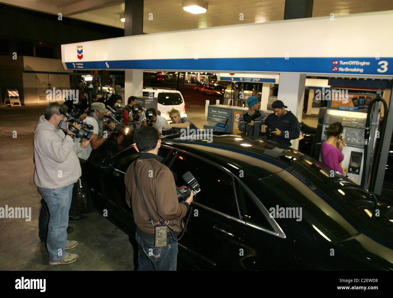 Britney Spears talks into her cellphone while stopping at a gas station Los Angeles, California