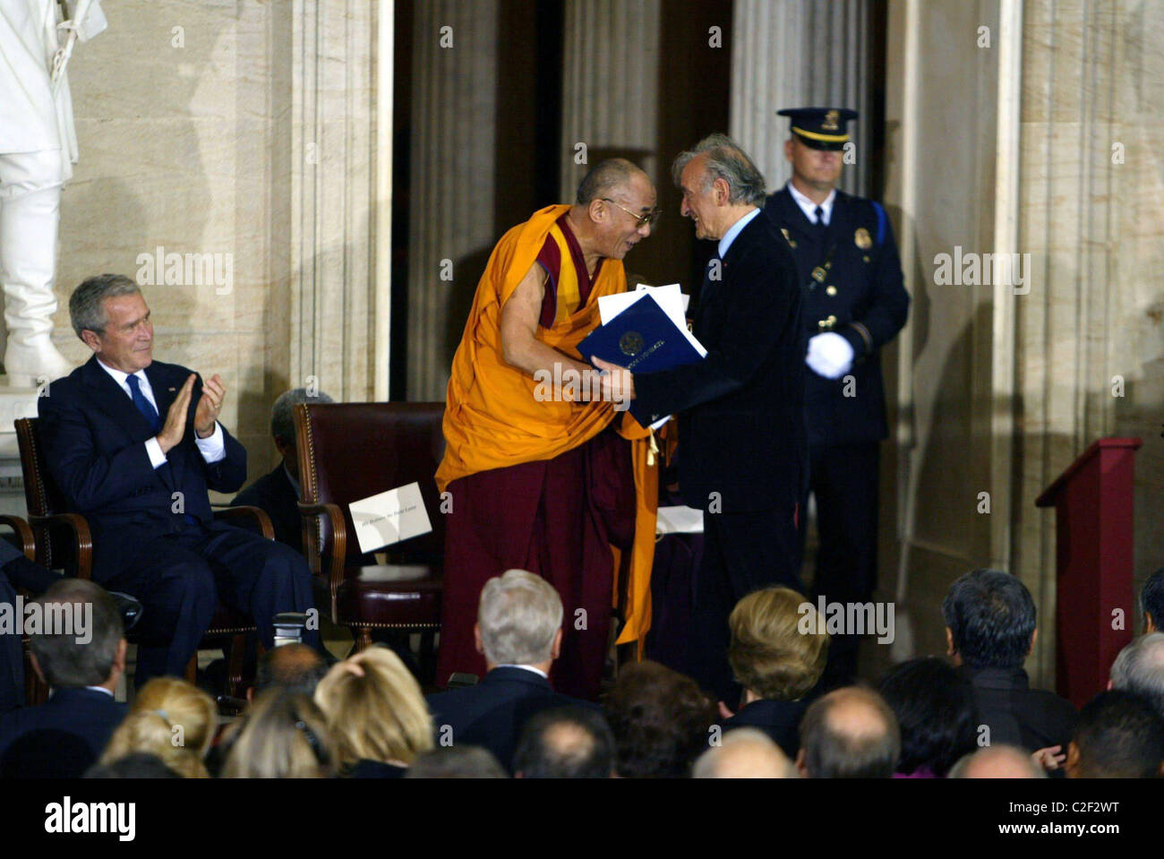 President George Bush Dalai Lama And Nobel Laureate The Congressional Medal Of Honor Was