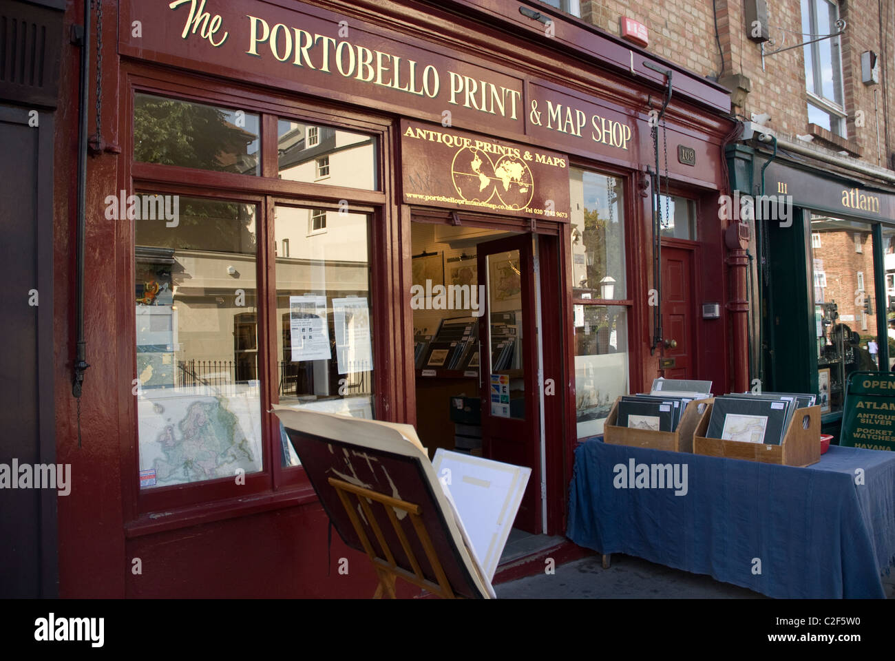 Shops and boutiques on the Portobello Road London W11, England UK Stock