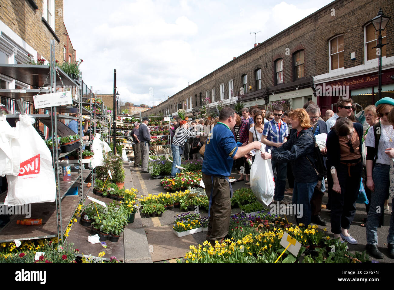 Columbia Road Flower Market located in East London, England, United
