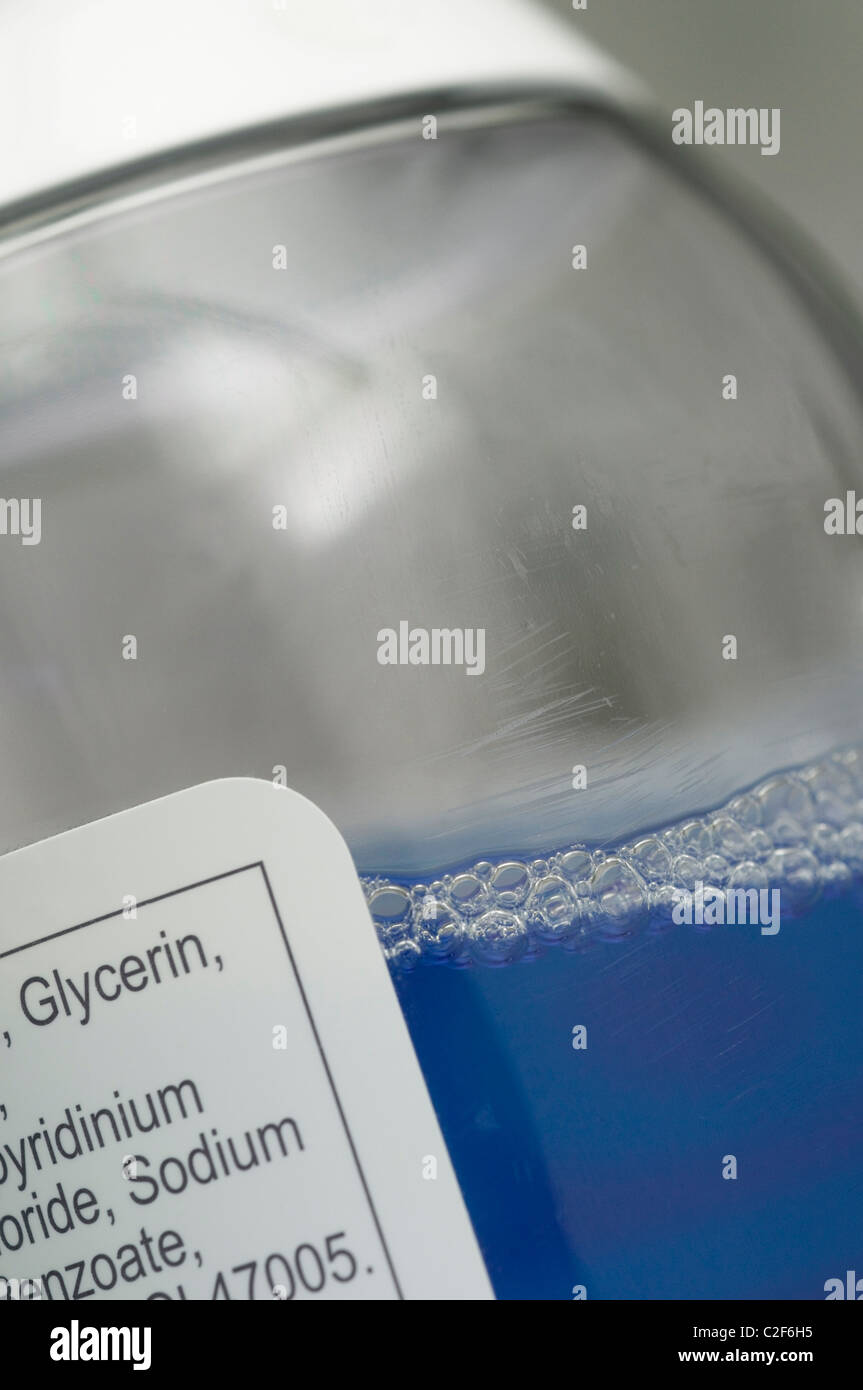 mouthwash bottle close up Stock Photo Alamy