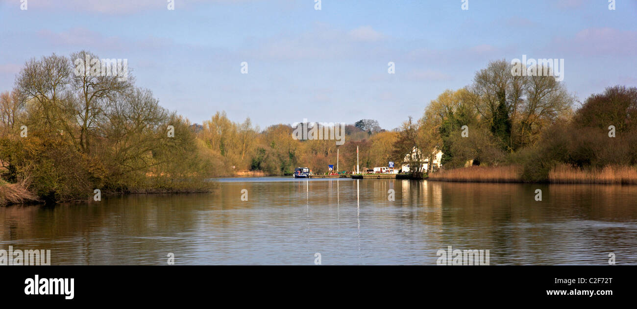 A panoramic view on the River Yare at Surlingham Ferry, Norfolk