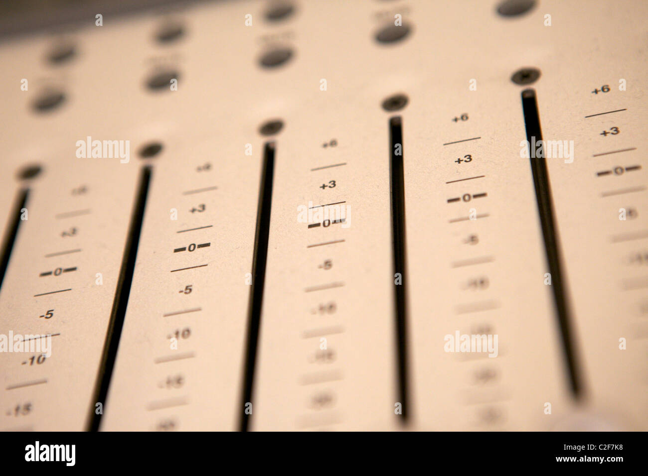 Editing Equipment featuring dials, sliders and an editing keyboard. Stock Photo