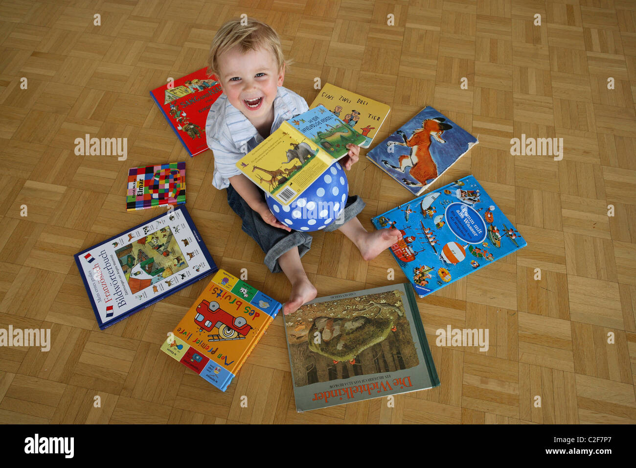 boy with books Stock Photo