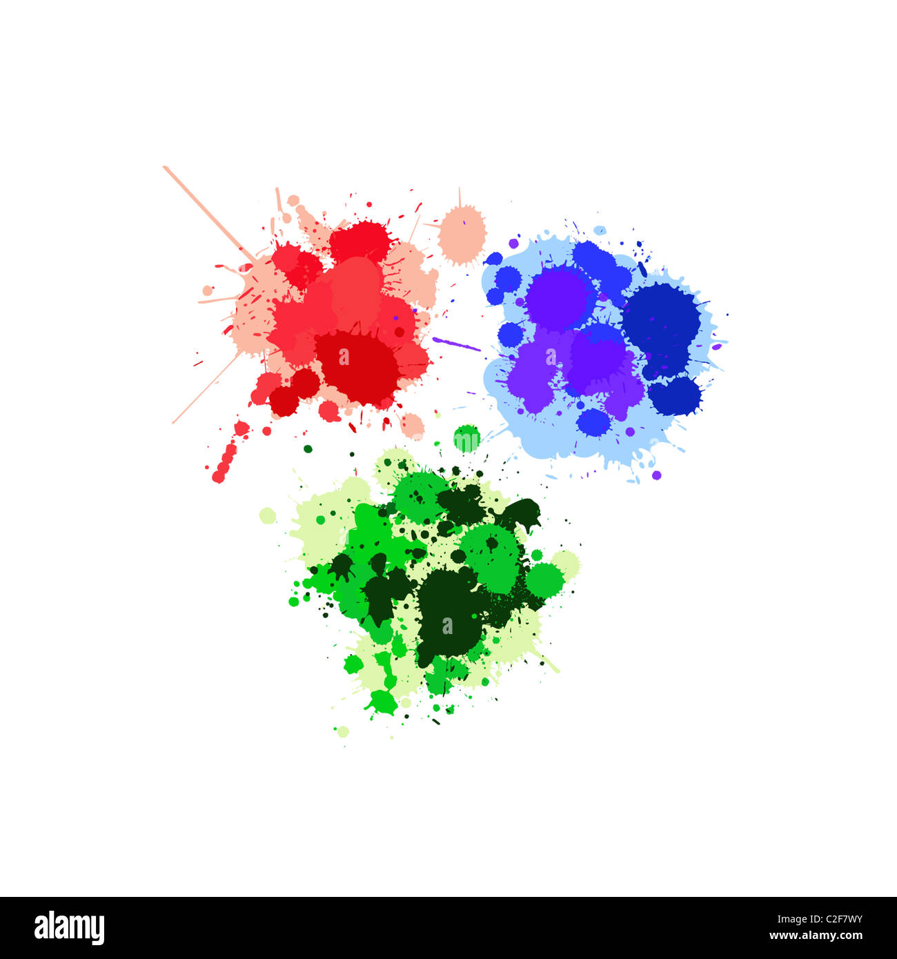 Red, green and blue splats Stock Photo