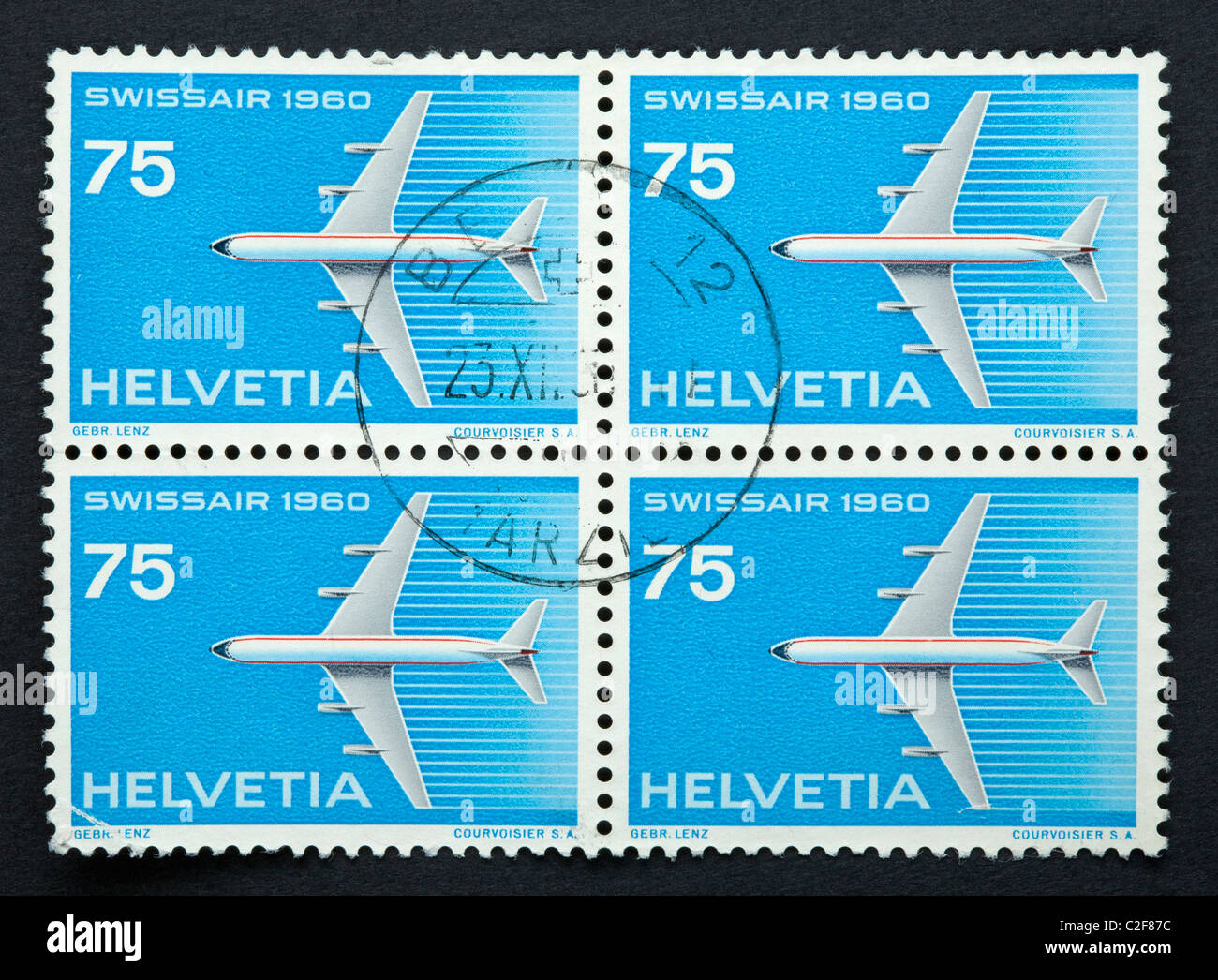 Swiss postage stamps Stock Photo