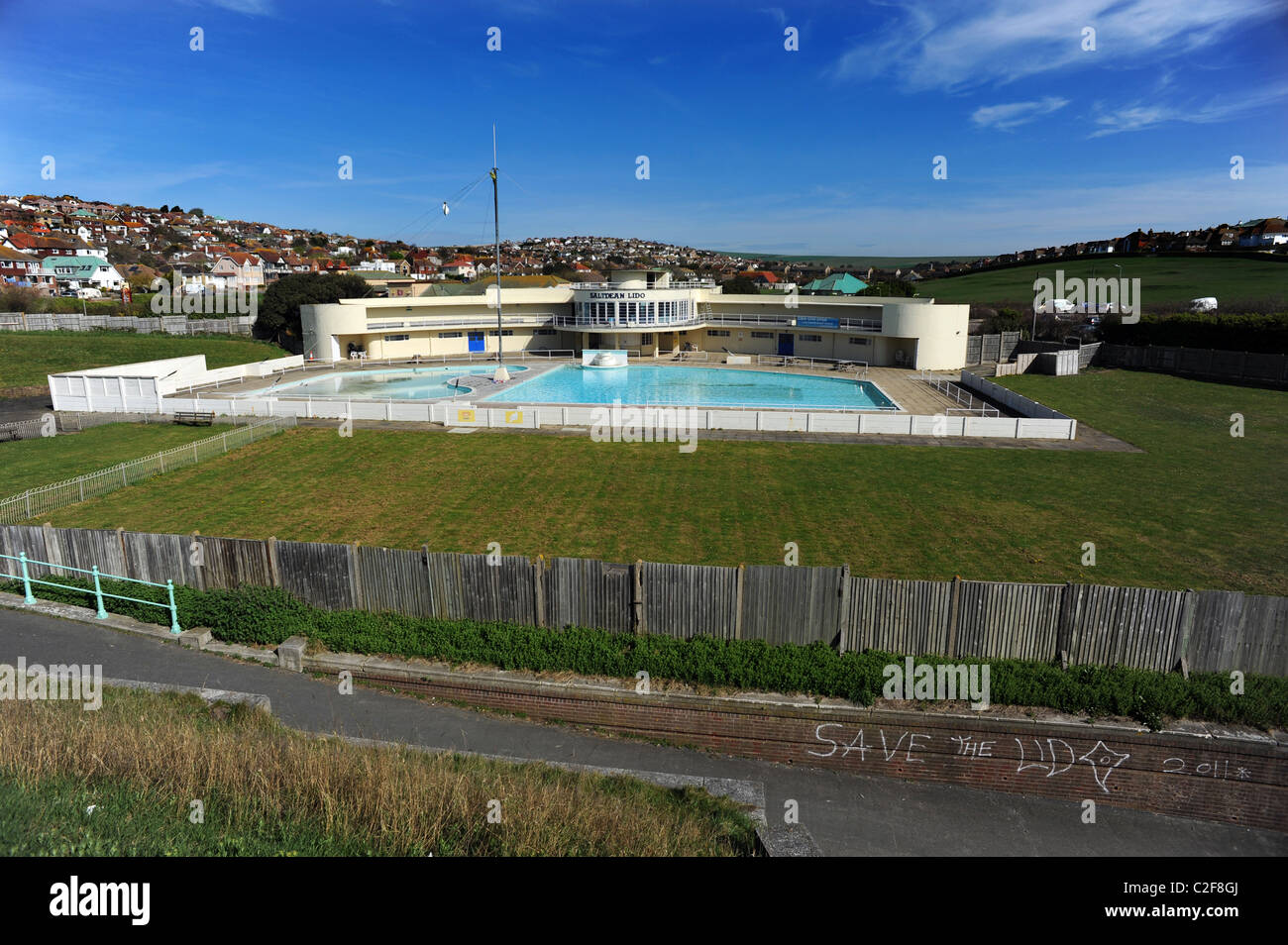 Saltdean Lido, an art deco design built in 1937 and at the centre of a campaign to save it from demolition Stock Photo