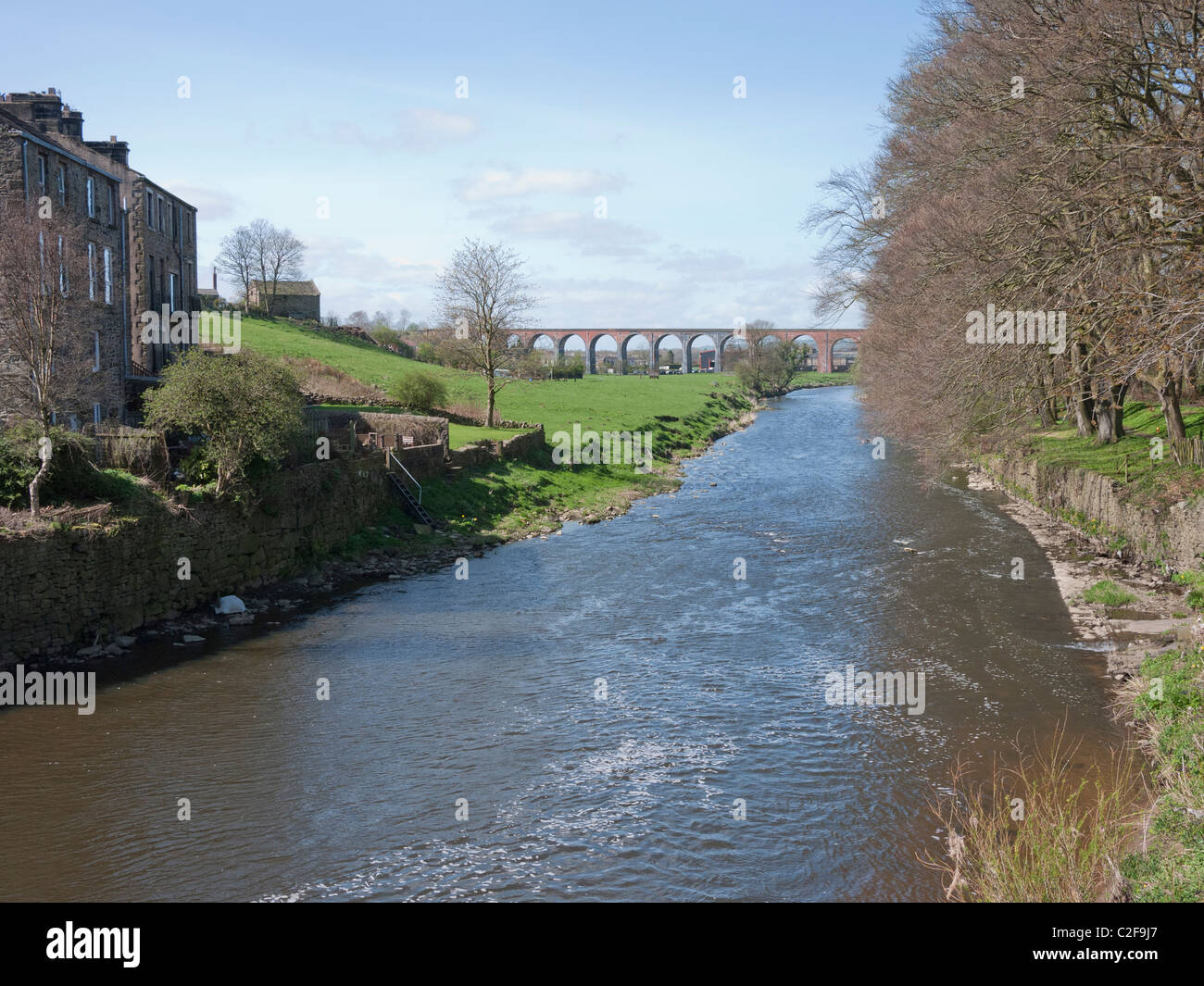 River Calder and Whalley Arches (viaduct) at Whalley, Clitheroe