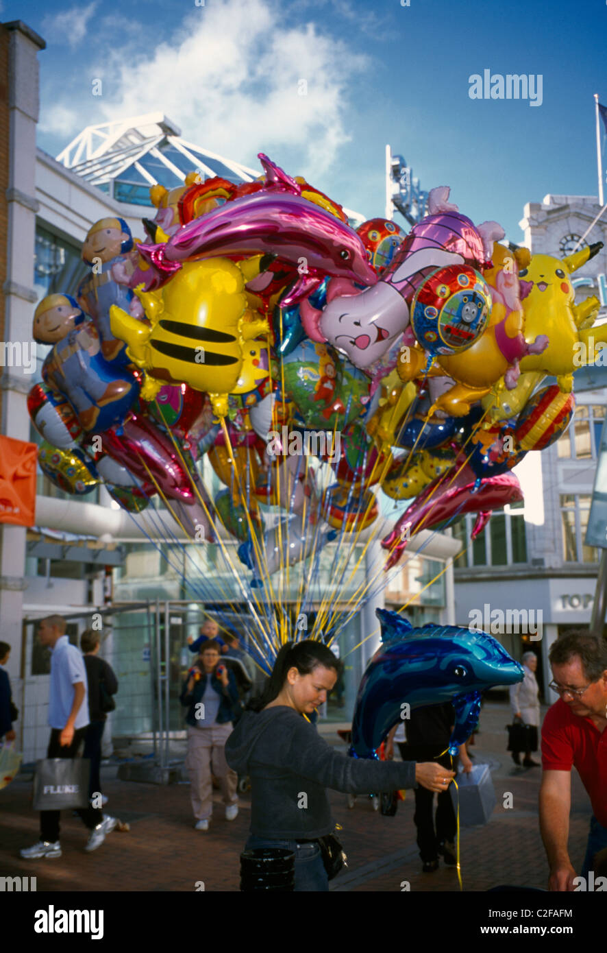 Woman Selling Helium Balloons England Stock Photo Alamy