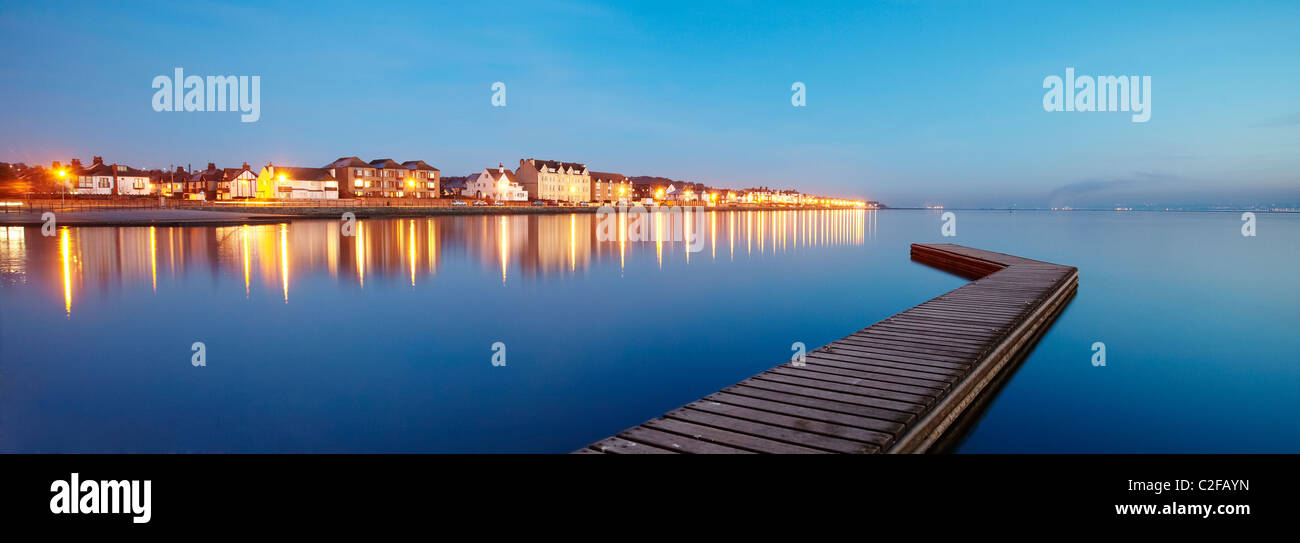 panoramic view of jetty at West Kirby marine lake, Wirral, England, UK Stock Photo