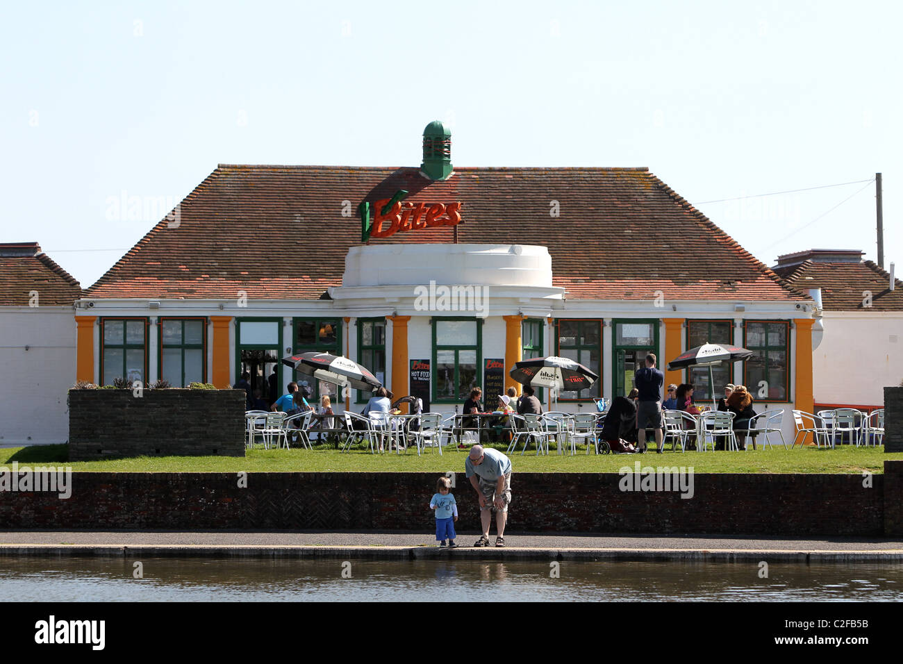 VBites Vegan Cafe at Hove Lagoon, owned by Heather Mills, East Sussex, UK. Stock Photo