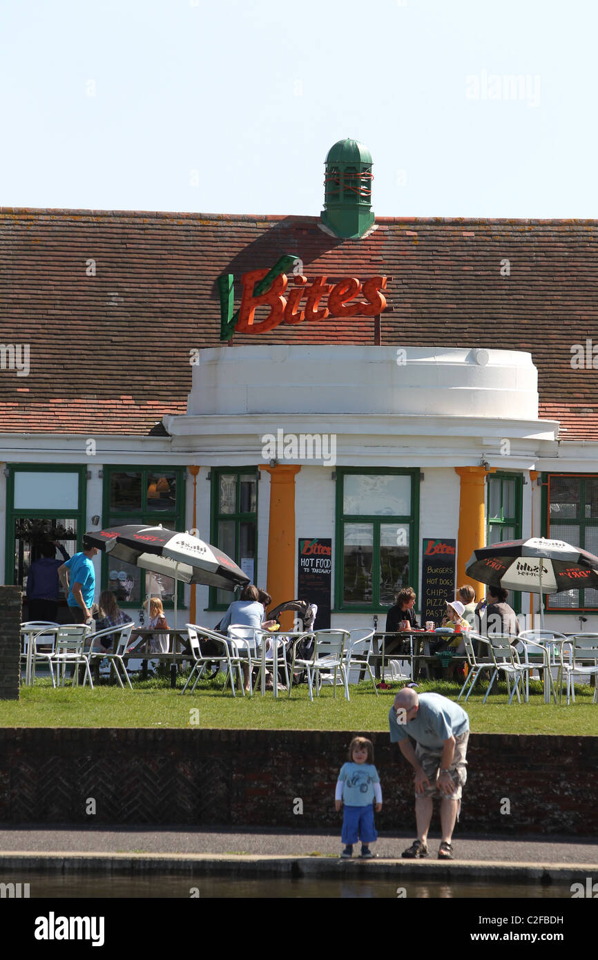 VBites Vegan Cafe at Hove Lagoon, owned by Heather Mills, East Sussex, UK. Stock Photo