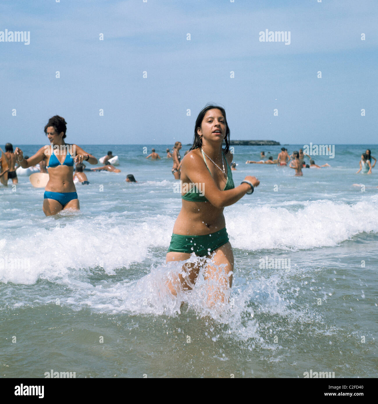 Seventies people freetime holidays young woman in a bikini