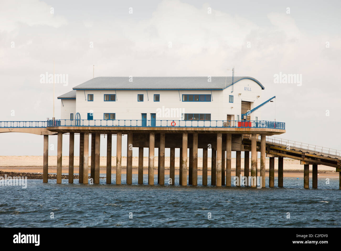 The lifeboat station on the Walney Channel, near Barrow in Furness, UK. Stock Photo