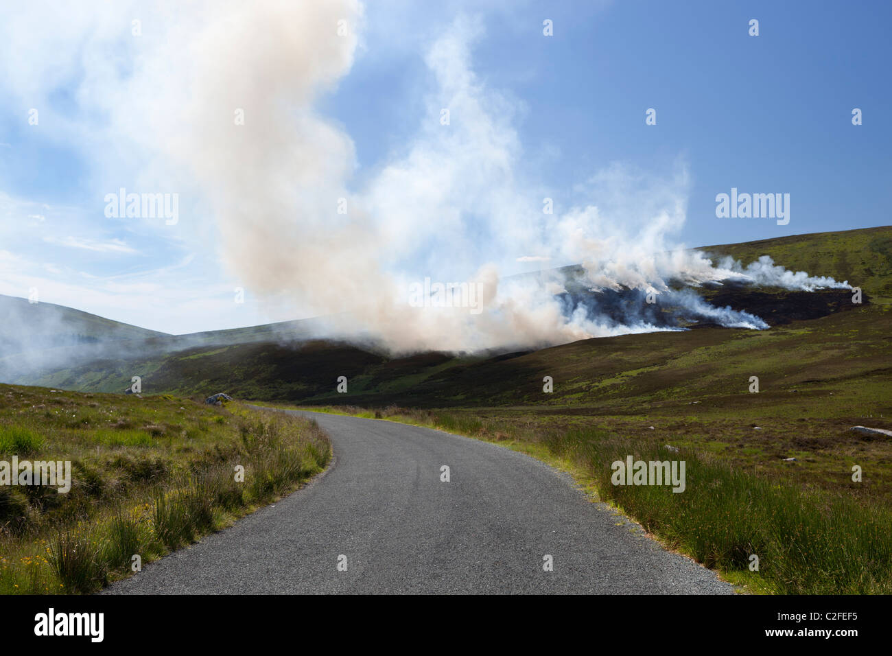 Controlled burning of moorland Stock Photo