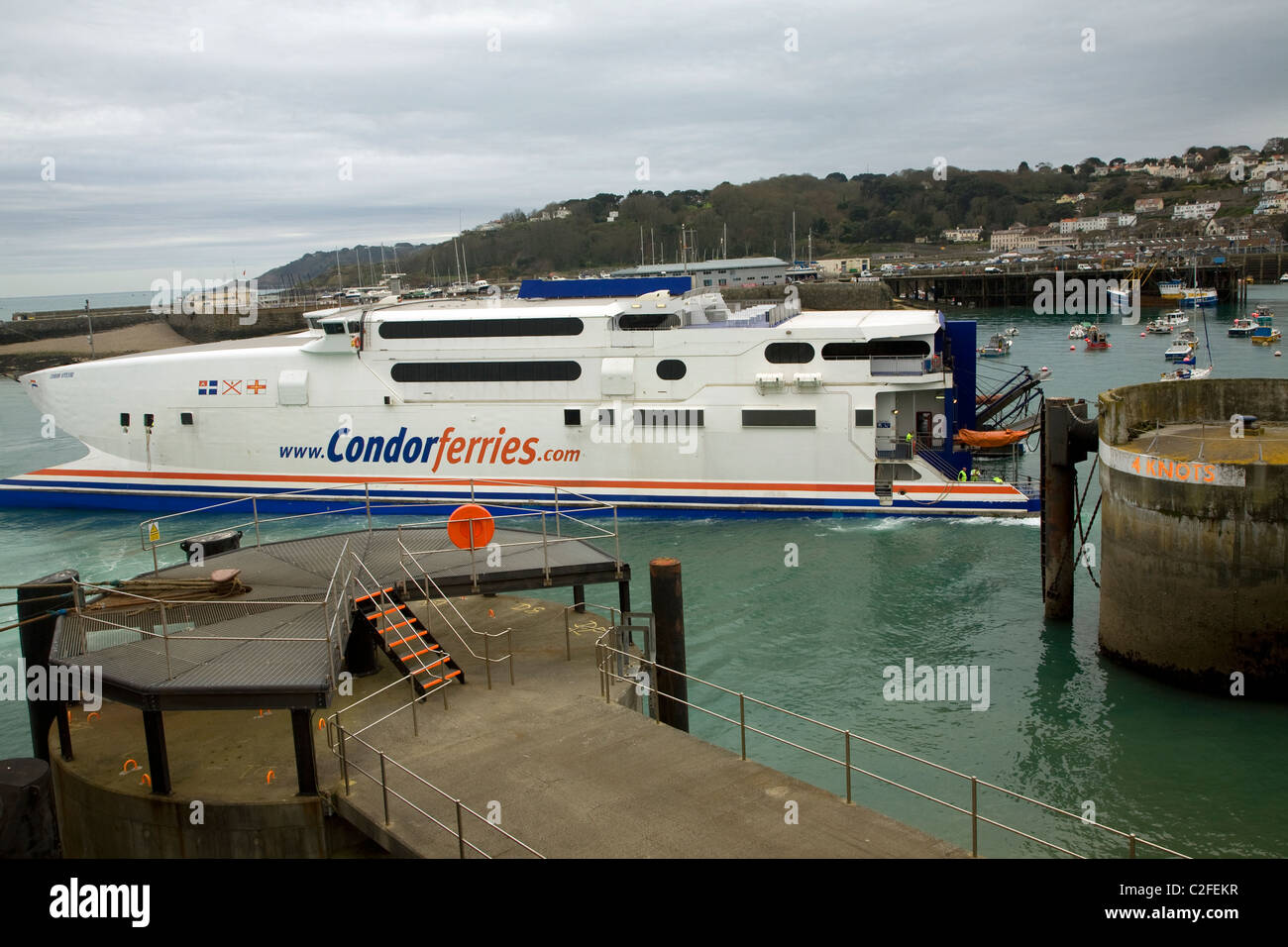 Condor Ferries boat leaving St Peter Port Guernsey, Channel islands Stock Photo