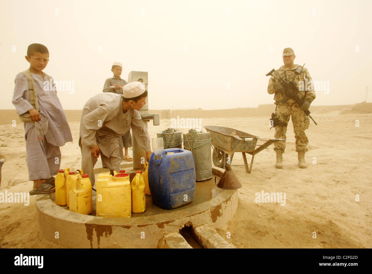 A water point in a village near Kunduz, Afghanistan Stock Photo