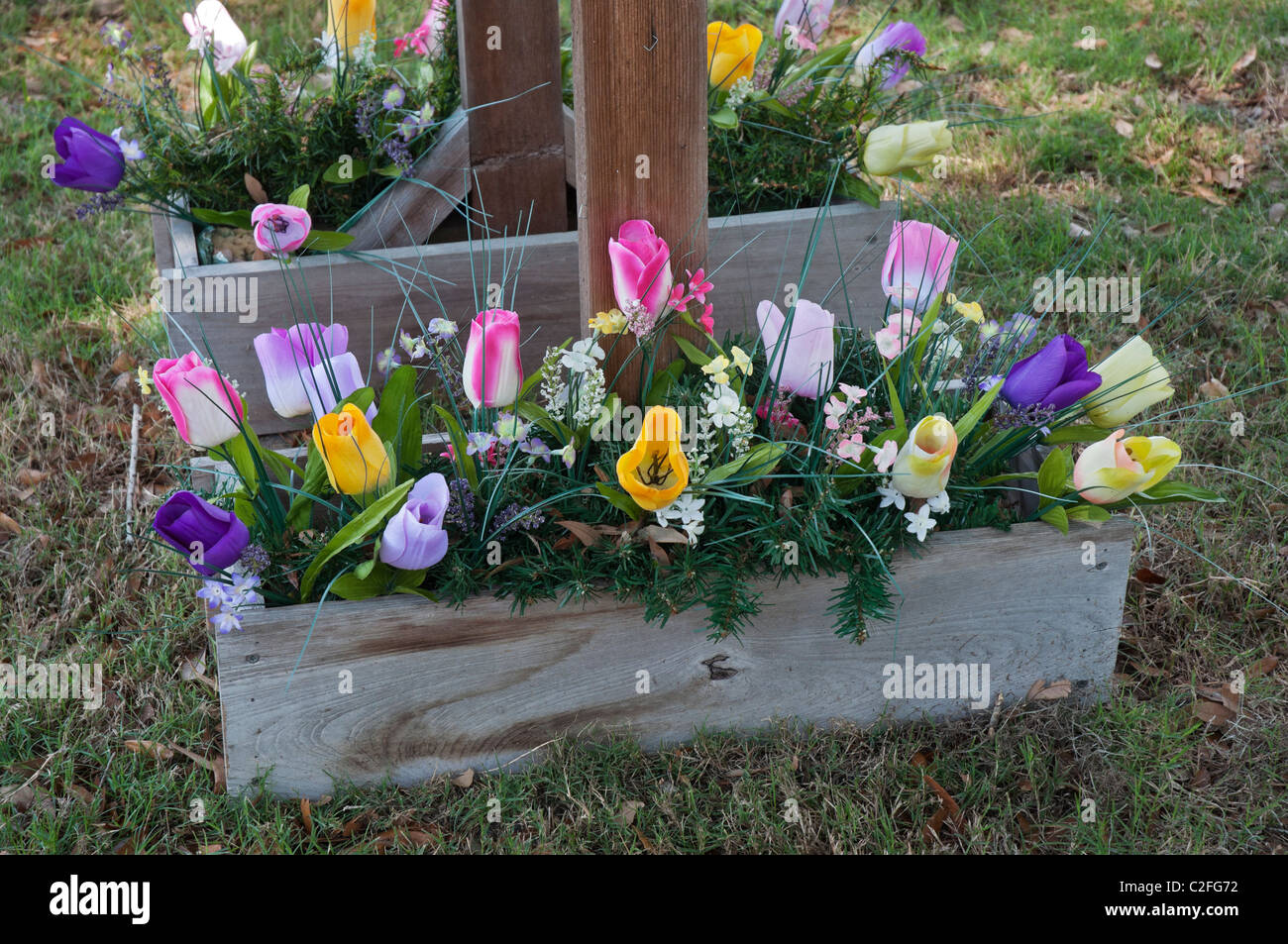 artificial flowers used in landscaping Stock Photo Alamy