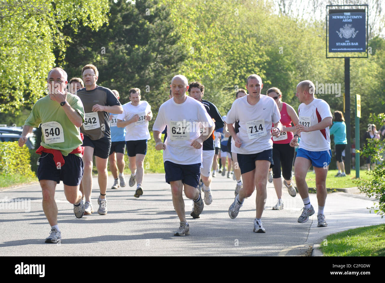 Runners in a 10k road race, Leamington Spa, UK Stock Photo Alamy