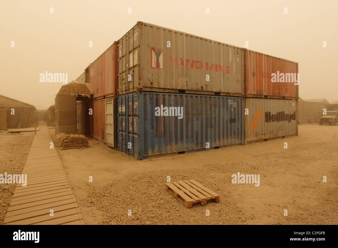 A bunker facility in the army camp in Kunduz, Afghanistan Stock Photo