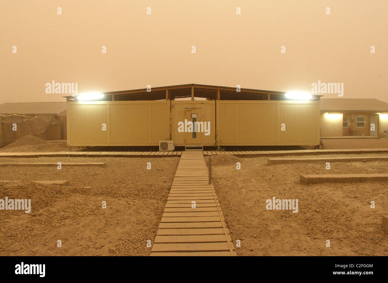 Sanitary installations in an army camp, Kunduz, Afghanistan Stock Photo