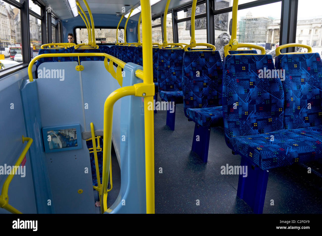 London bus interior with one passenger, London, England, UK Stock Photo -  Alamy