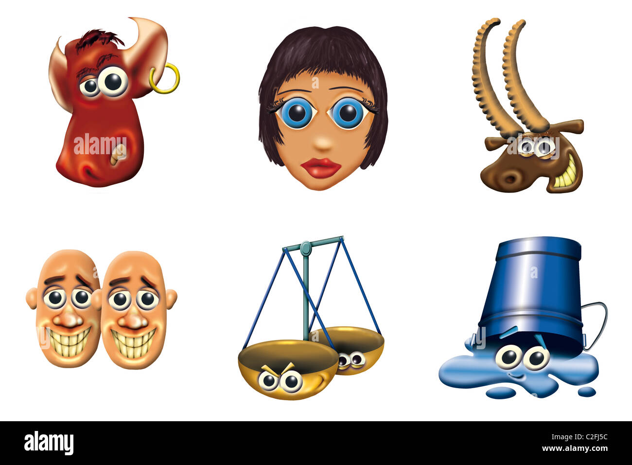 illustration of earth and air zodiac signs Stock Photo Alamy