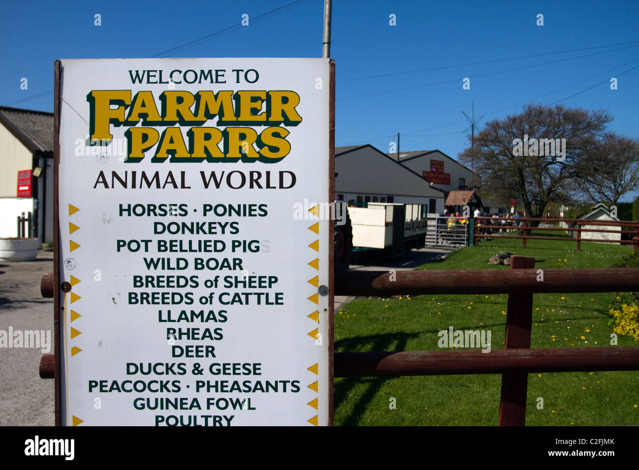 Parrs Animal Farm Entrance and Signs in Fleetwood, Lancashire, UK Stock Photo